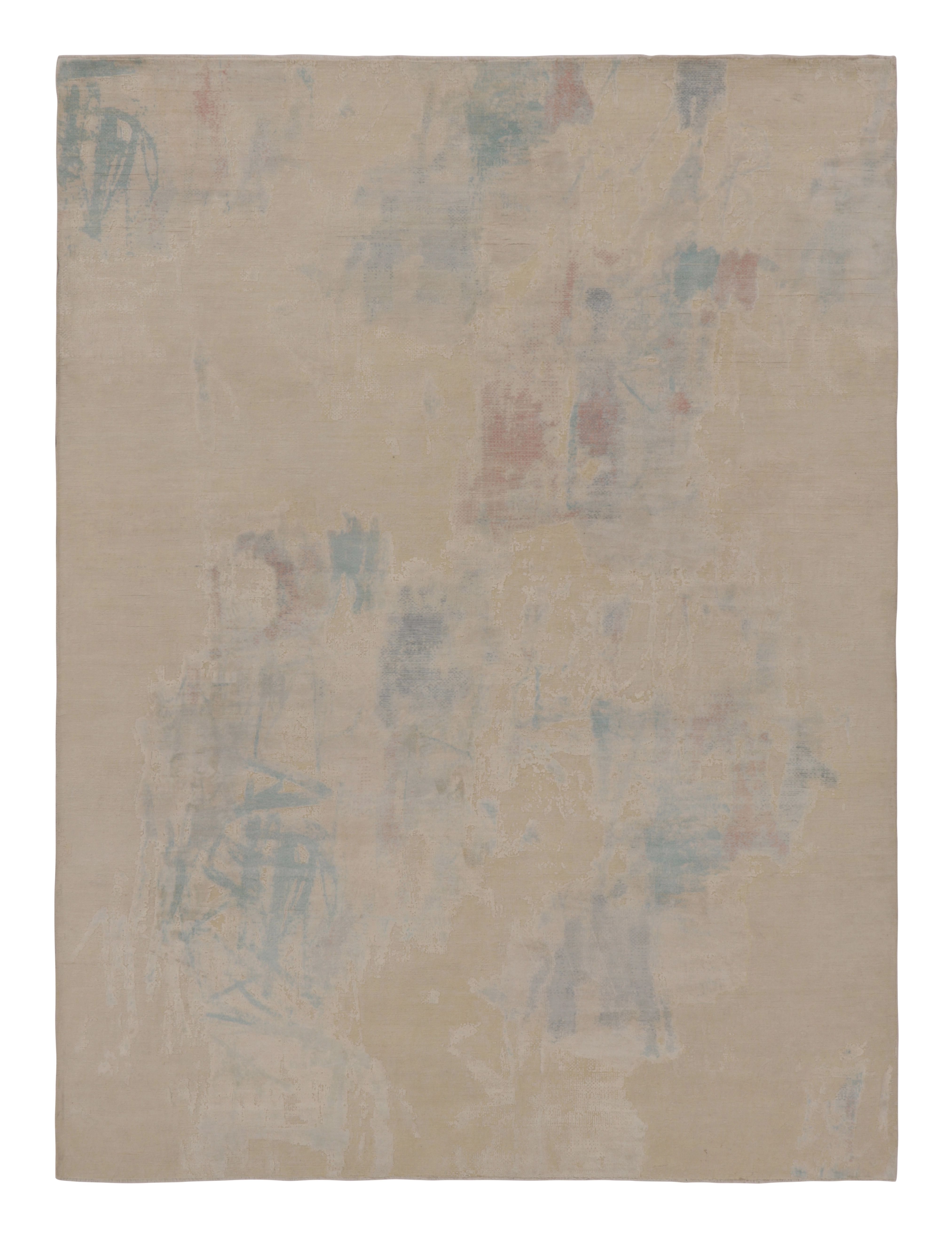 Rug 
Kilim’s Modern Abstract Rug, Ivory White with Subtle Pattern in Light Blue