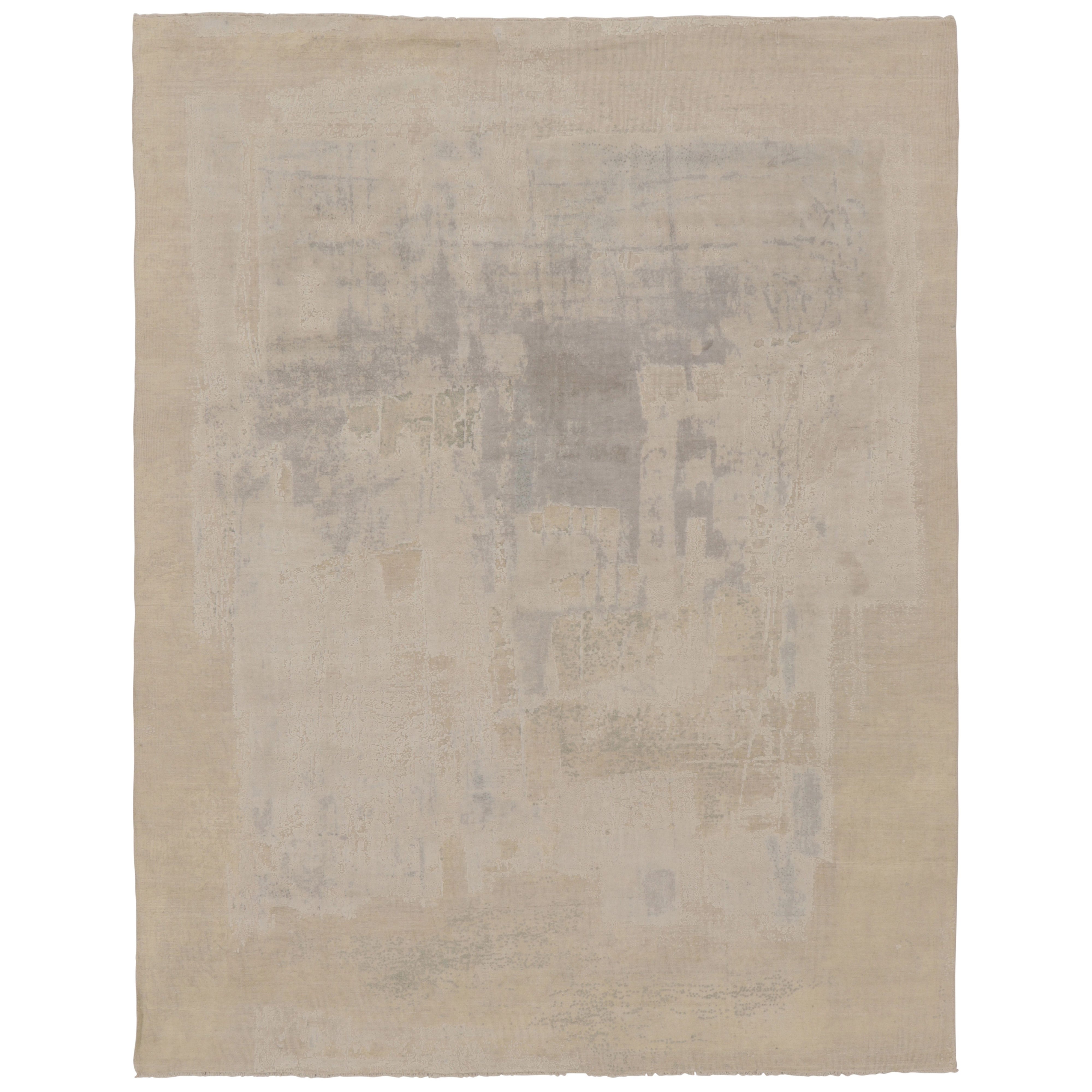Rug 
Kilim’s Modern Abstract Rug, Muted Patterns in Ivory White and Silver-Gray
