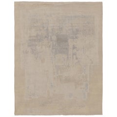 Rug 
Kilim’s Modern Abstract Rug, Muted Patterns in Ivory White and Silver-Gray