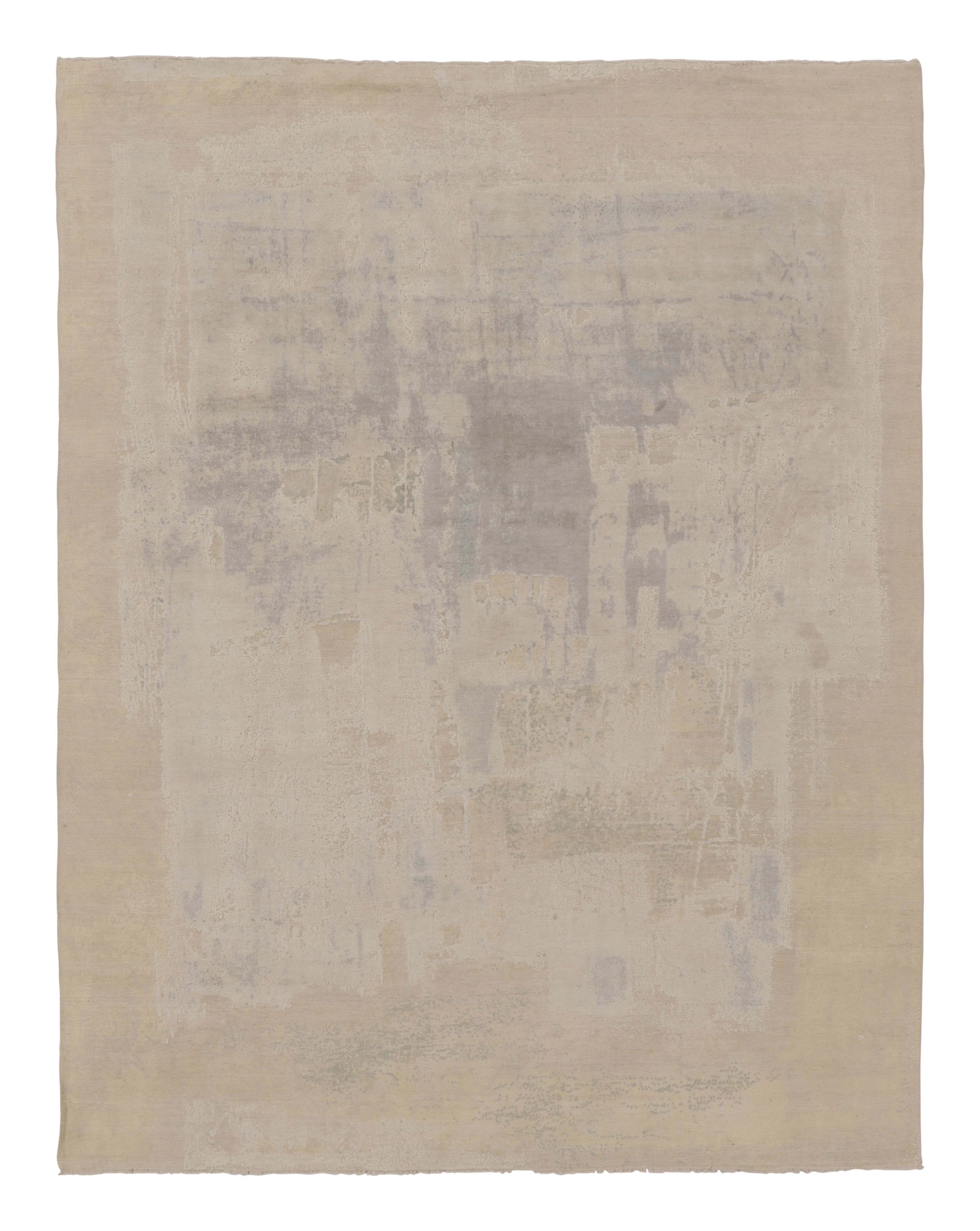 Rug 
Kilim’s Modern Abstract Rug, Muted Patterns in Ivory White and Silver-Gray