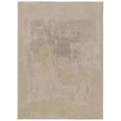 Rug 
Kilim’s Modern Abstract Rug, Subtle Brushstroke Patterns in White and Gray