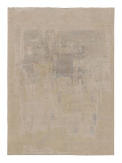 Rug 
Kilim’s Modern Abstract Rug, Subtle Brushstroke Patterns in White and Gray