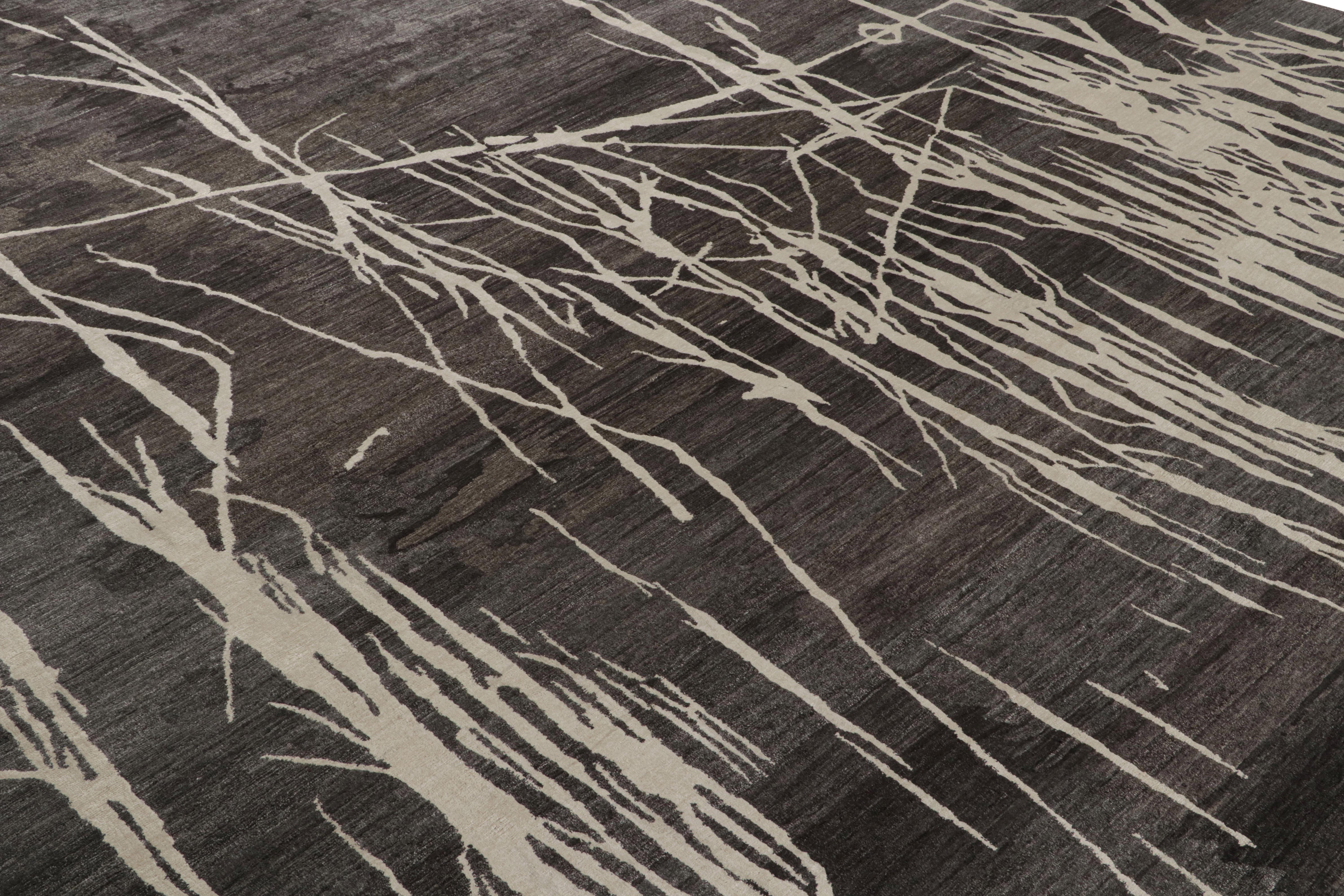 Hand-Knotted Rug & Kilim’s Modern Abstract Rug “Water Wonder Night” in Black and White For Sale