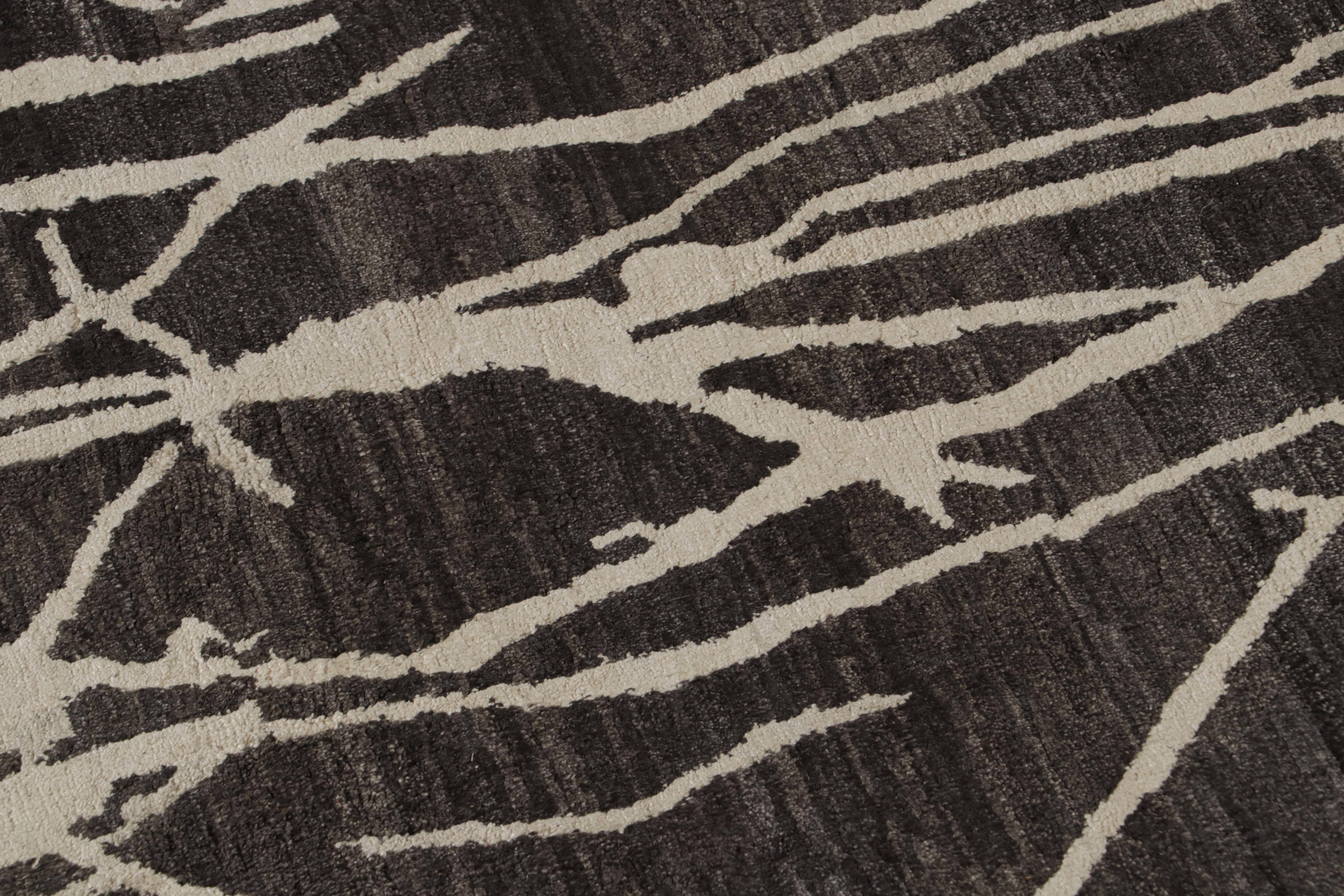 Contemporary Rug & Kilim’s Modern Abstract Rug “Water Wonder Night” in Black and White For Sale