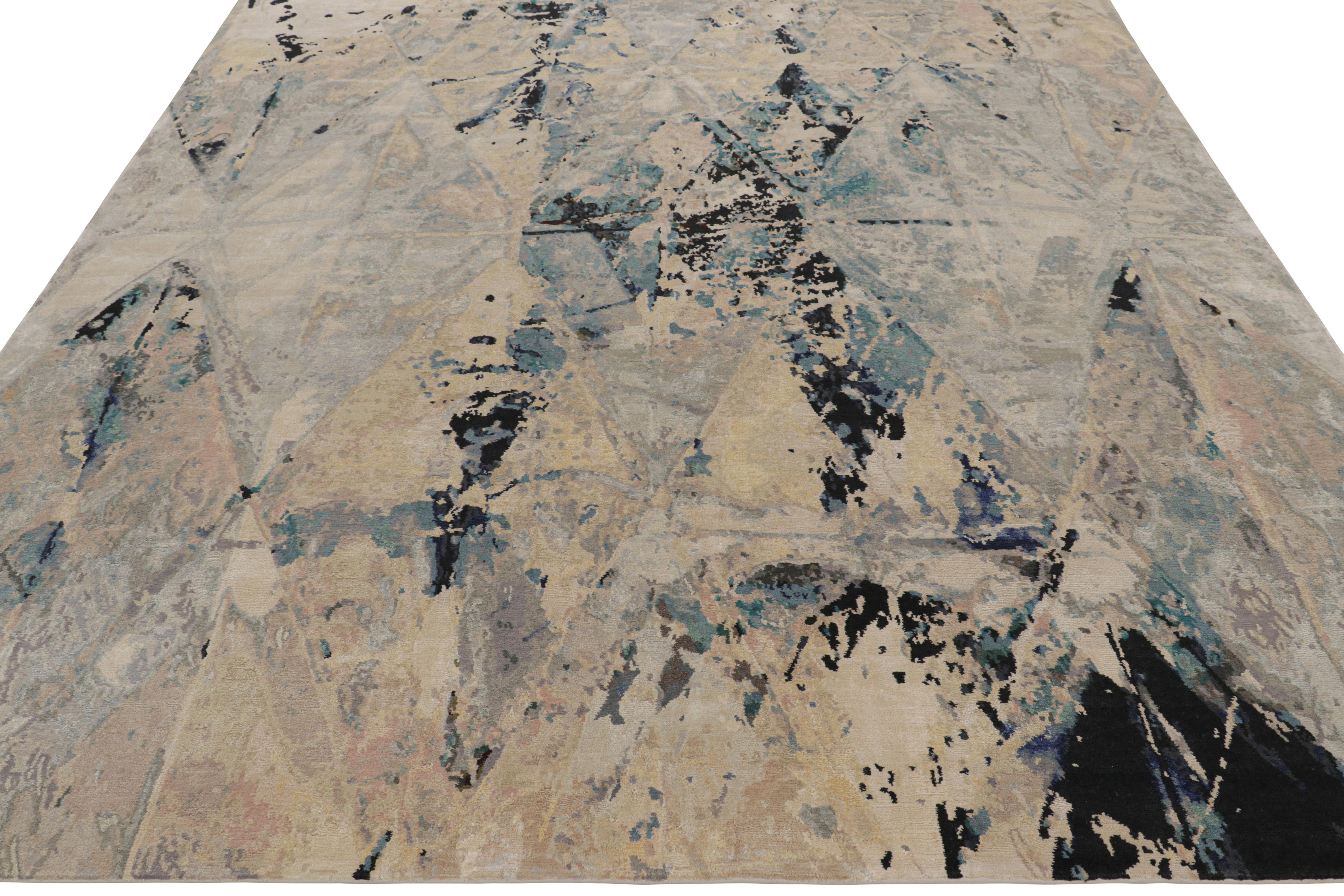 Rug & Kilim's Modern Abstract Rug mit geometrischen Mustern Mirror (Nepalesisch) im Angebot