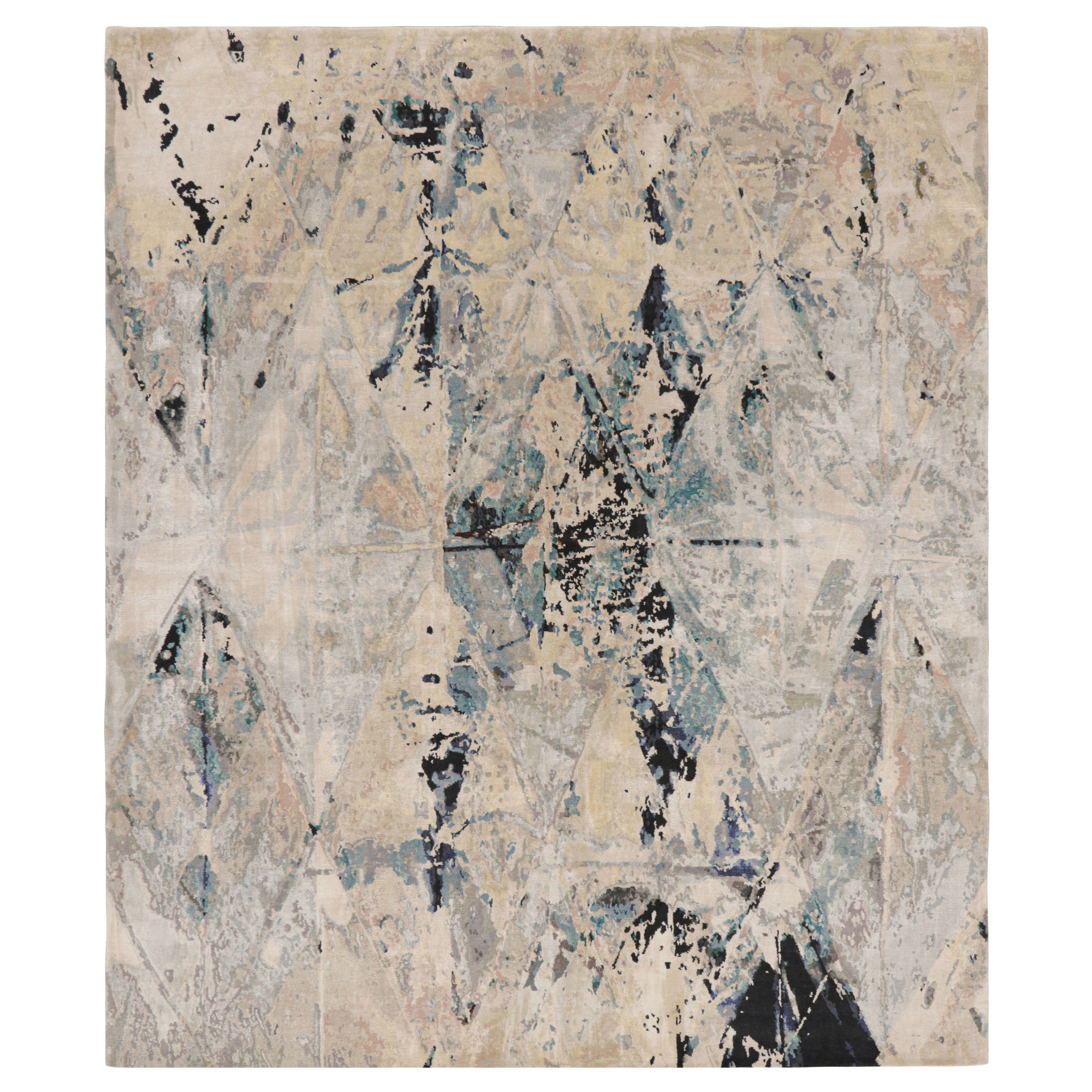 Tappeto moderno astratto con motivi geometrici "Mirror" di Rug & Kilim in vendita