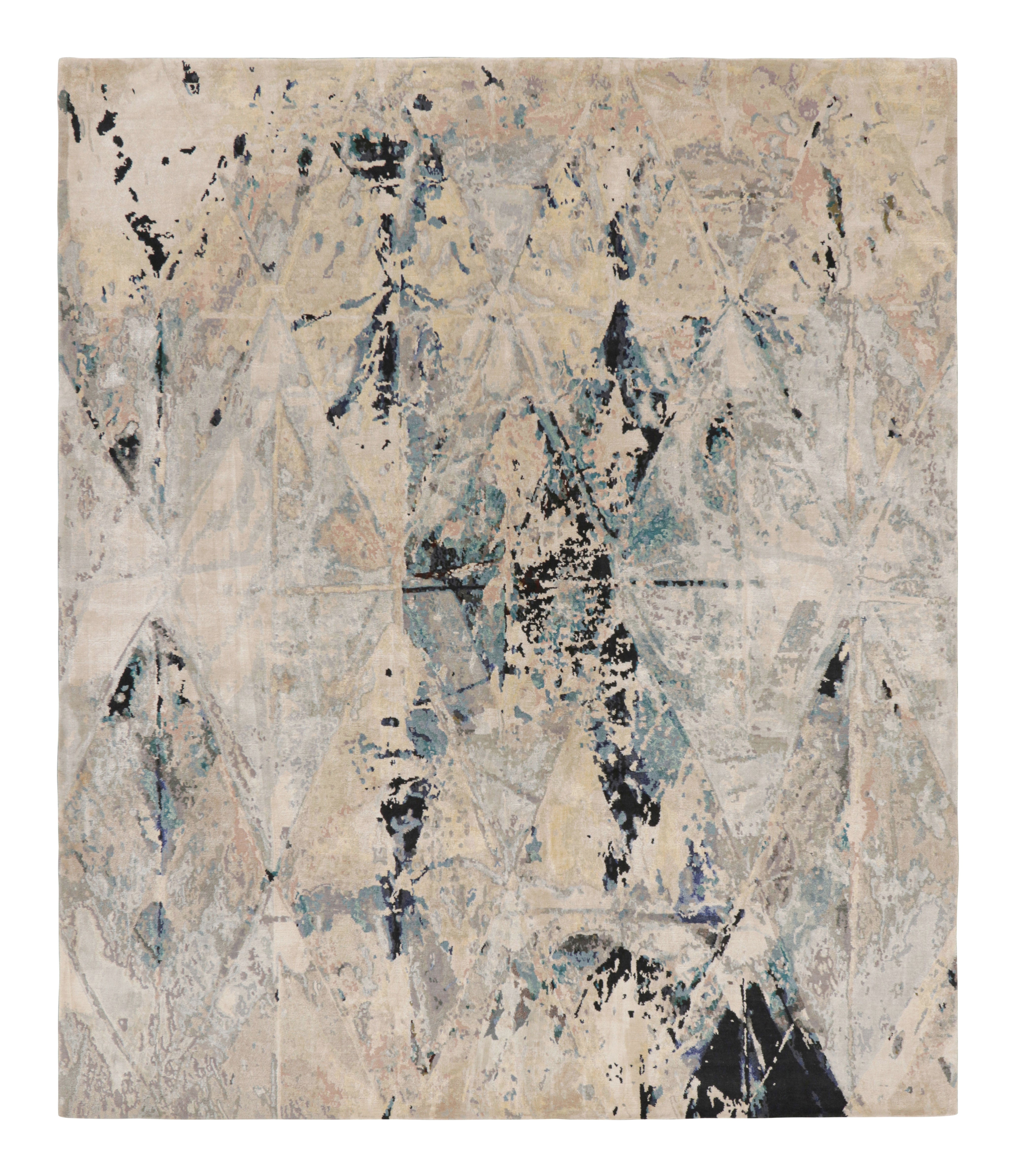 Rug & Kilim’s Modern Abstract Rug with Geometric Patterns “Mirror”
