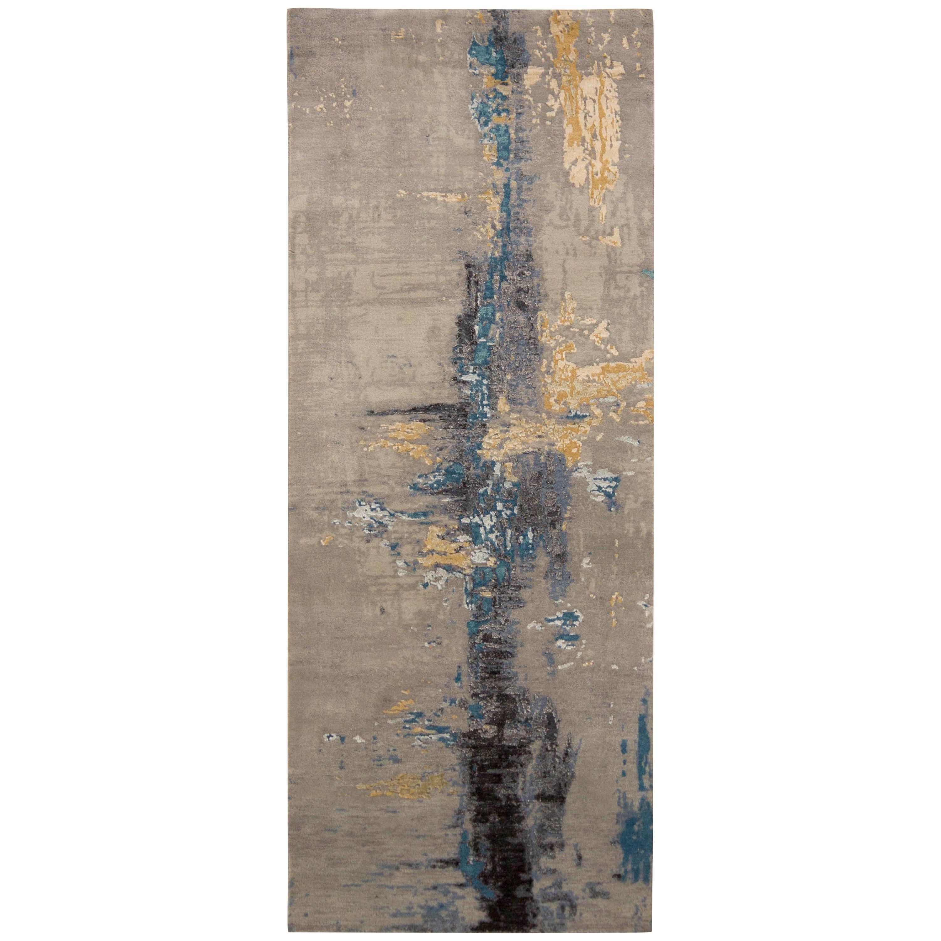 Rug & Kilim's Modern Abstract Rug with Gray and Blue All-Over Pattern