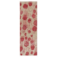 Rug & Kilim’s Modern Abstract Runner in Beige with Red and Pink Floral Patterns