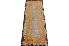 Rug & Kilim’s Modern Abstract Runner in Blue with Gold Patterns