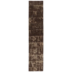 Rug 
Kilim’s Modern Abstract Runner in Chocolate Brown and Beige