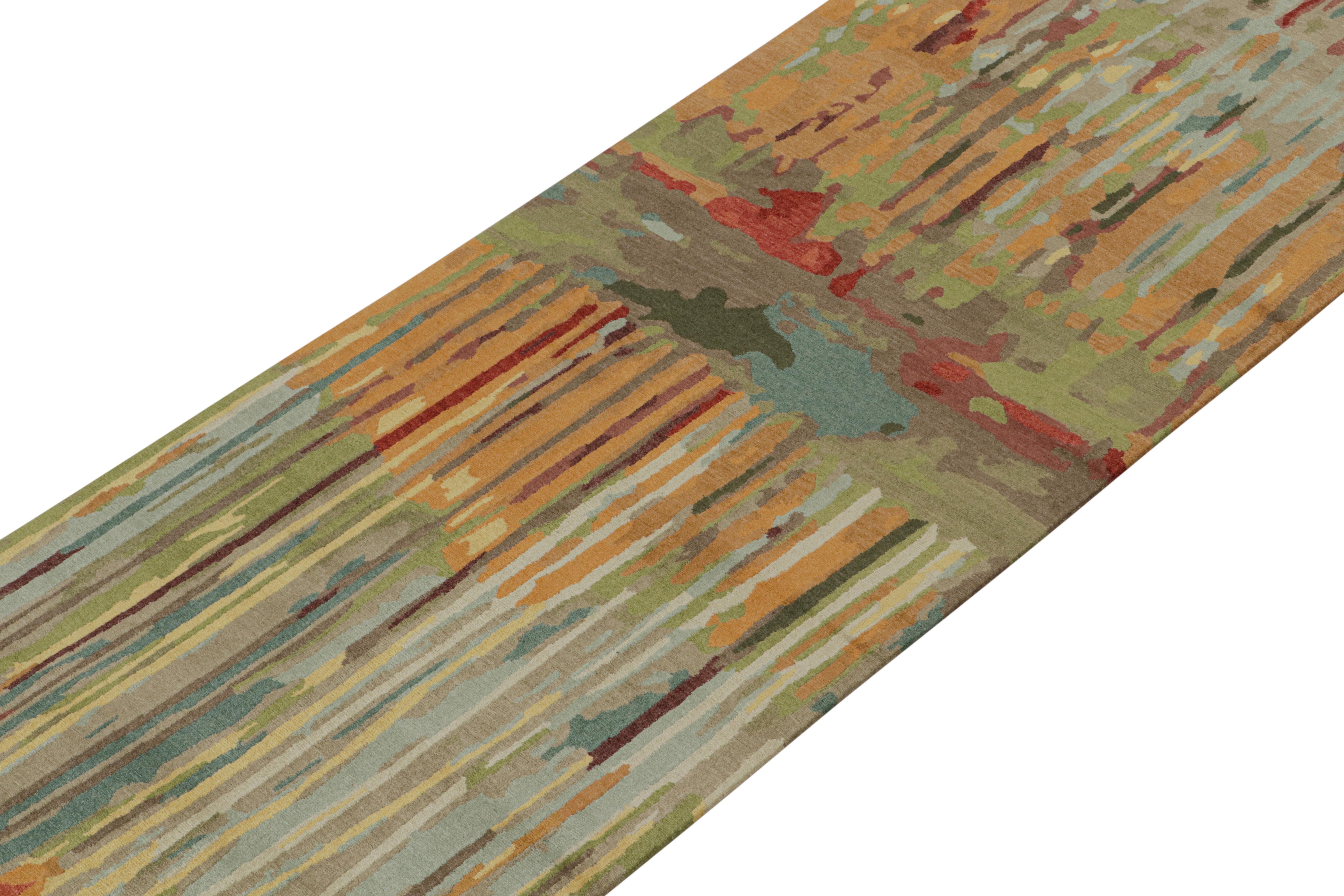 Hand-Knotted Rug & Kilim’s Modern Abstract runner in Polychromatic Tones For Sale