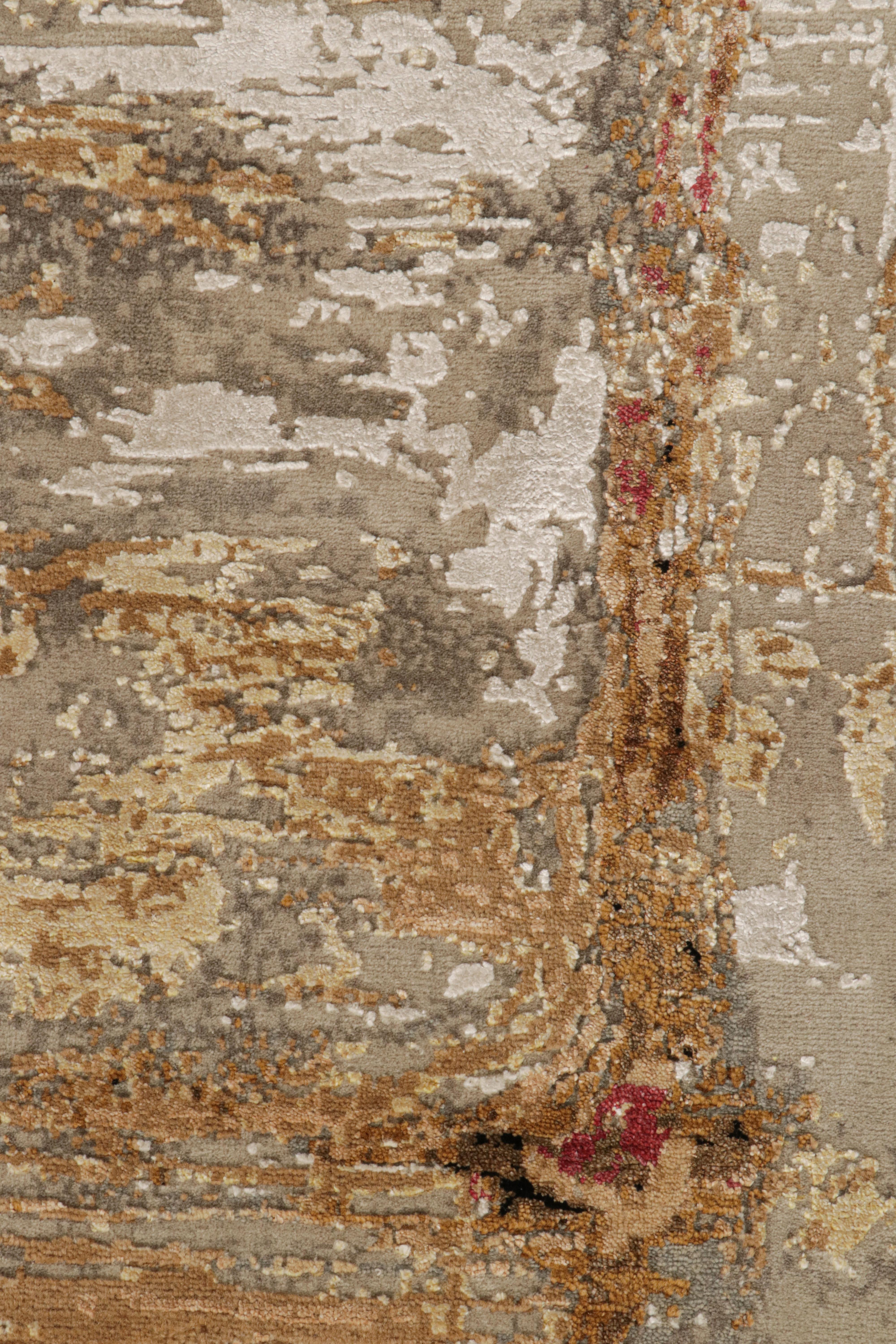 Alfombra Abstracta Moderna Rug & Kilim en tonos plateados, beige y dorados en Nuevo estado para la venta en Long Island City, NY
