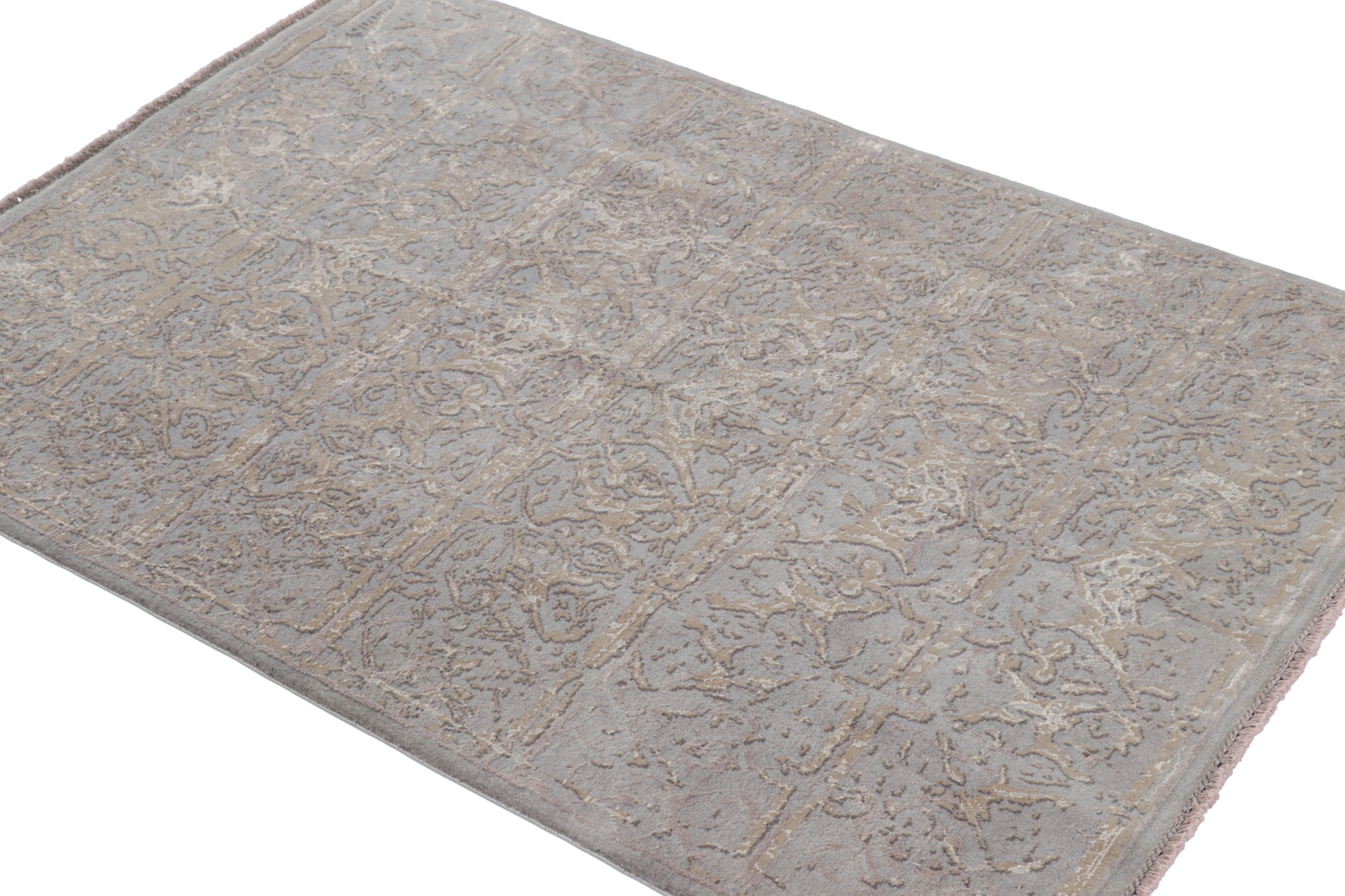 Annodato a mano Rug & Kilim - Tappeto moderno astratto in grigio-argento 
