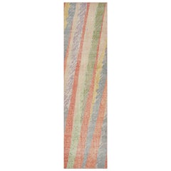 Rug & Kilim’s Modern Abstract Runner Rug With Polychromatic Geometric Patterns