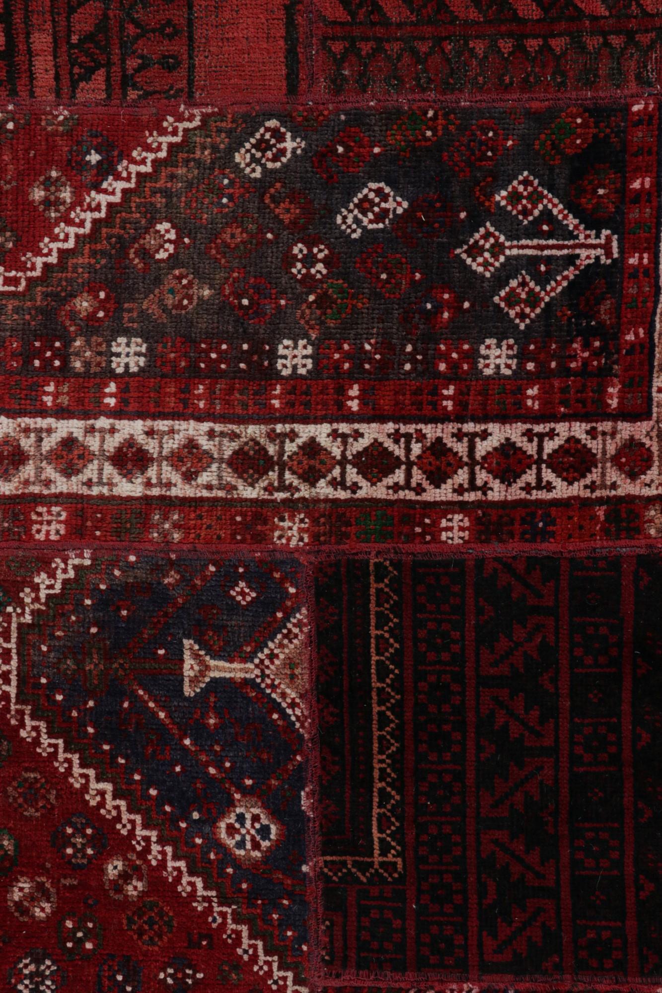 Contemporary Rug & Kilim’s Modern Afghan Tribal Patchwork Rug in Red, with Geometric Patterns For Sale