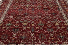 Rug & Kilim's Modern Agra Rug in Red with Colorful Floral Patterns (tapis moderne Agra en rouge avec des motifs floraux colorés)