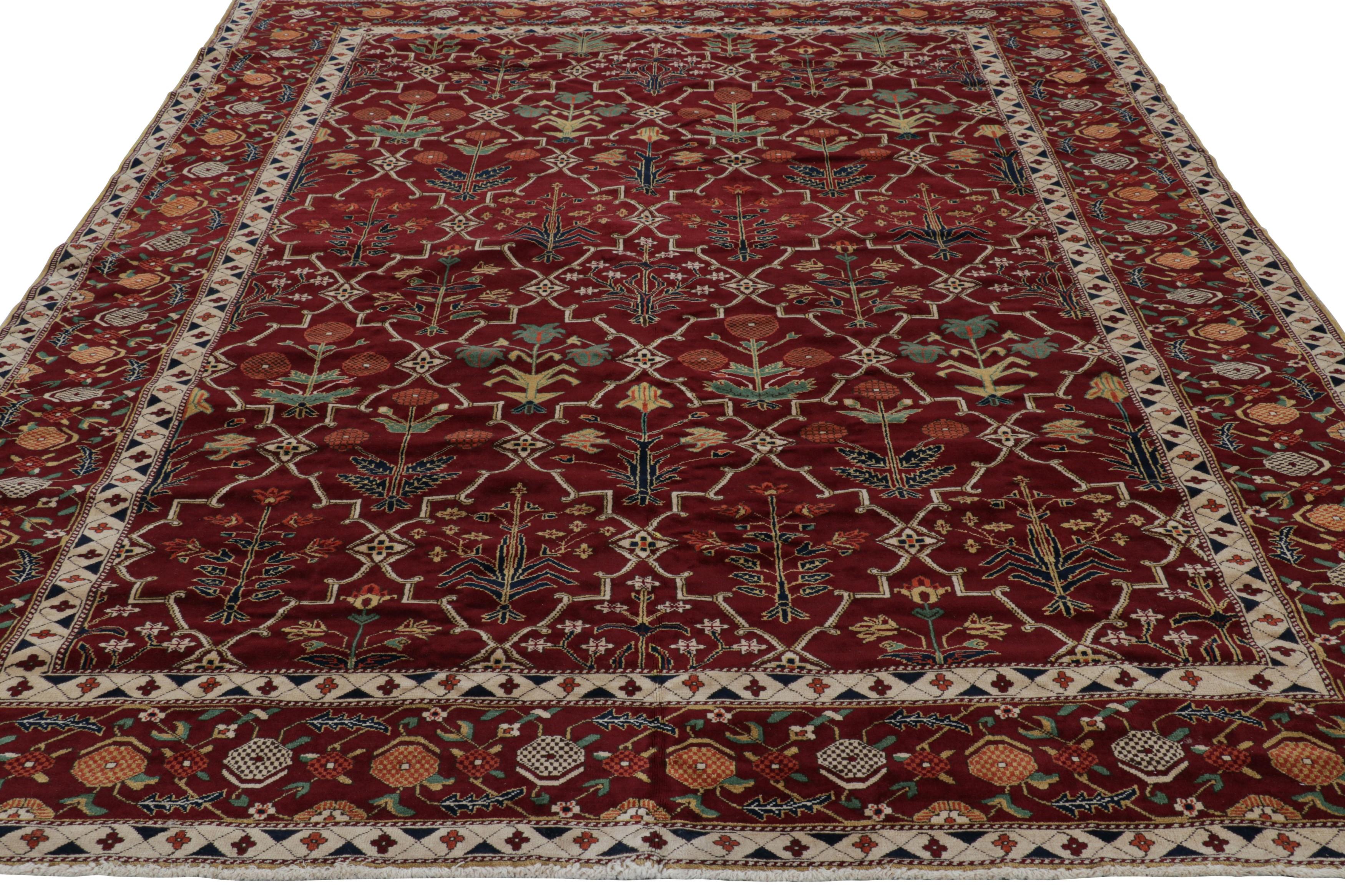 Hand-Knotted Rug & Kilim’s Modern Agra Rug in Red with Colorful Floral Patterns For Sale