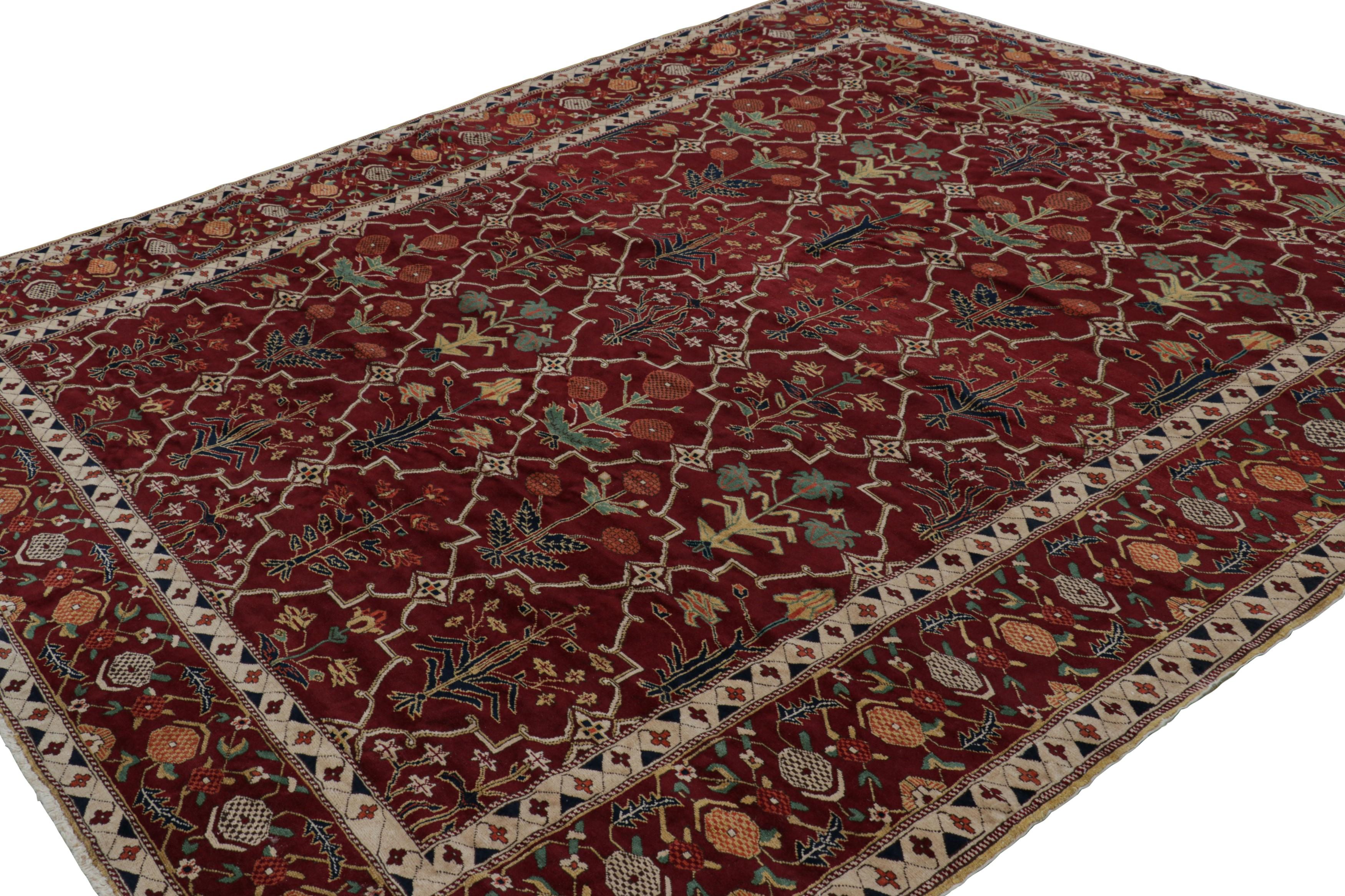 Rug & Kilim’s Modern Agra Rug in Red with Colorful Floral Patterns In New Condition For Sale In Long Island City, NY
