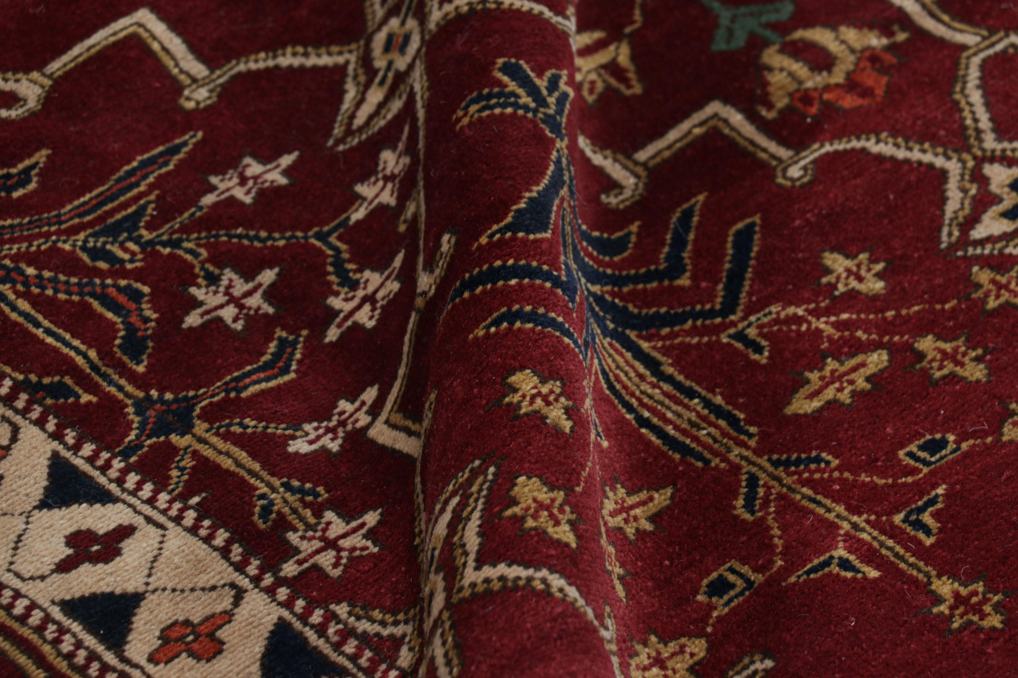 Contemporary Rug & Kilim’s Modern Agra Rug in Red with Colorful Floral Patterns For Sale