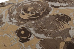 Rug & Kilim’s Modern Art Deco Cream Beige and Brown Wool and Silk Floral Rug