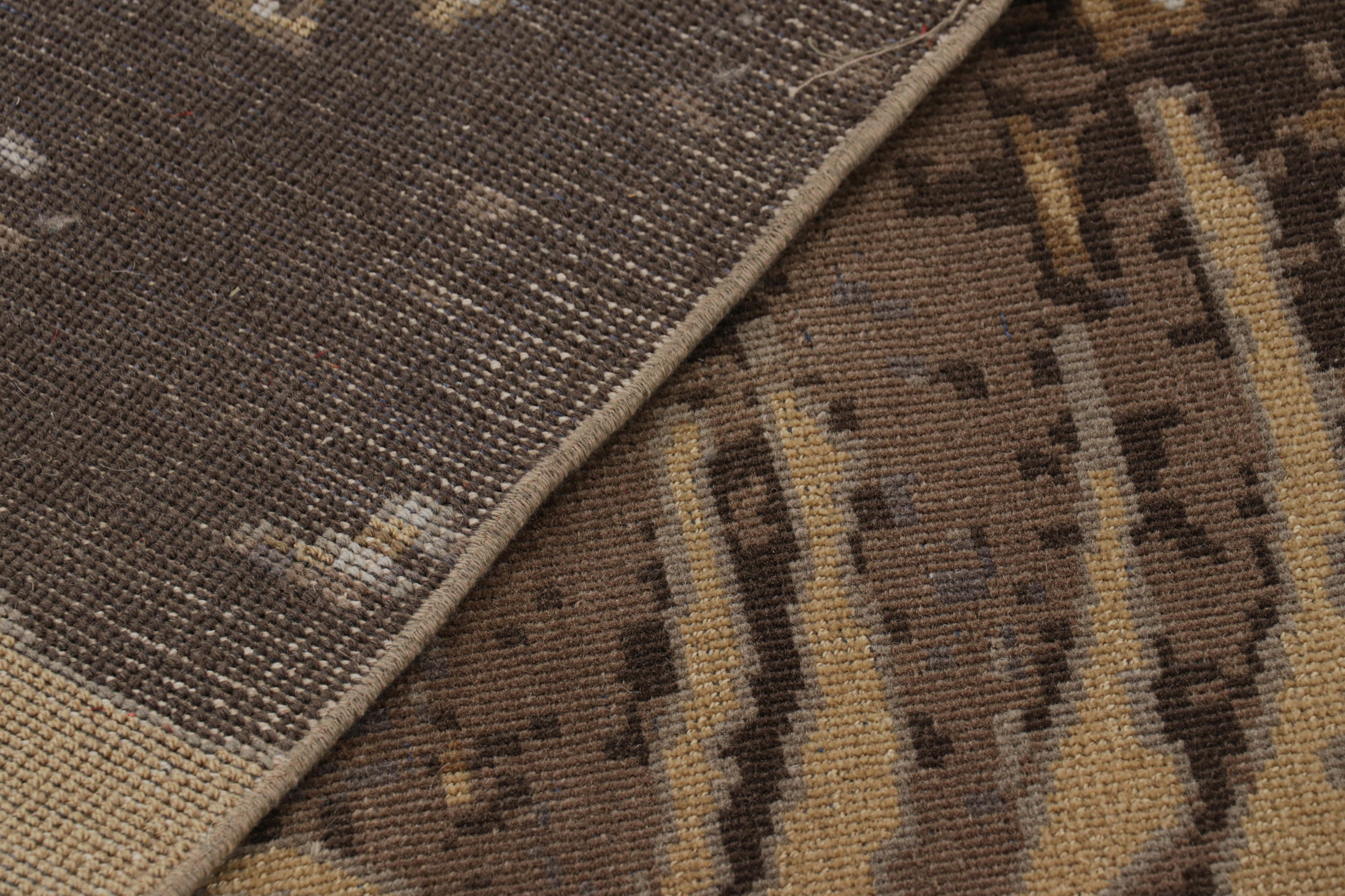 Rug & Kilim’s Modern Art Deco Cream Beige and Brown Wool and Silk Floral Rug For Sale 2
