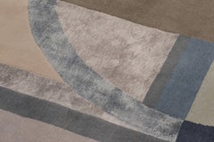 Rug & Kilim's French Art Deco-Inspired Square Rug, Bold Blue Geometric Collage