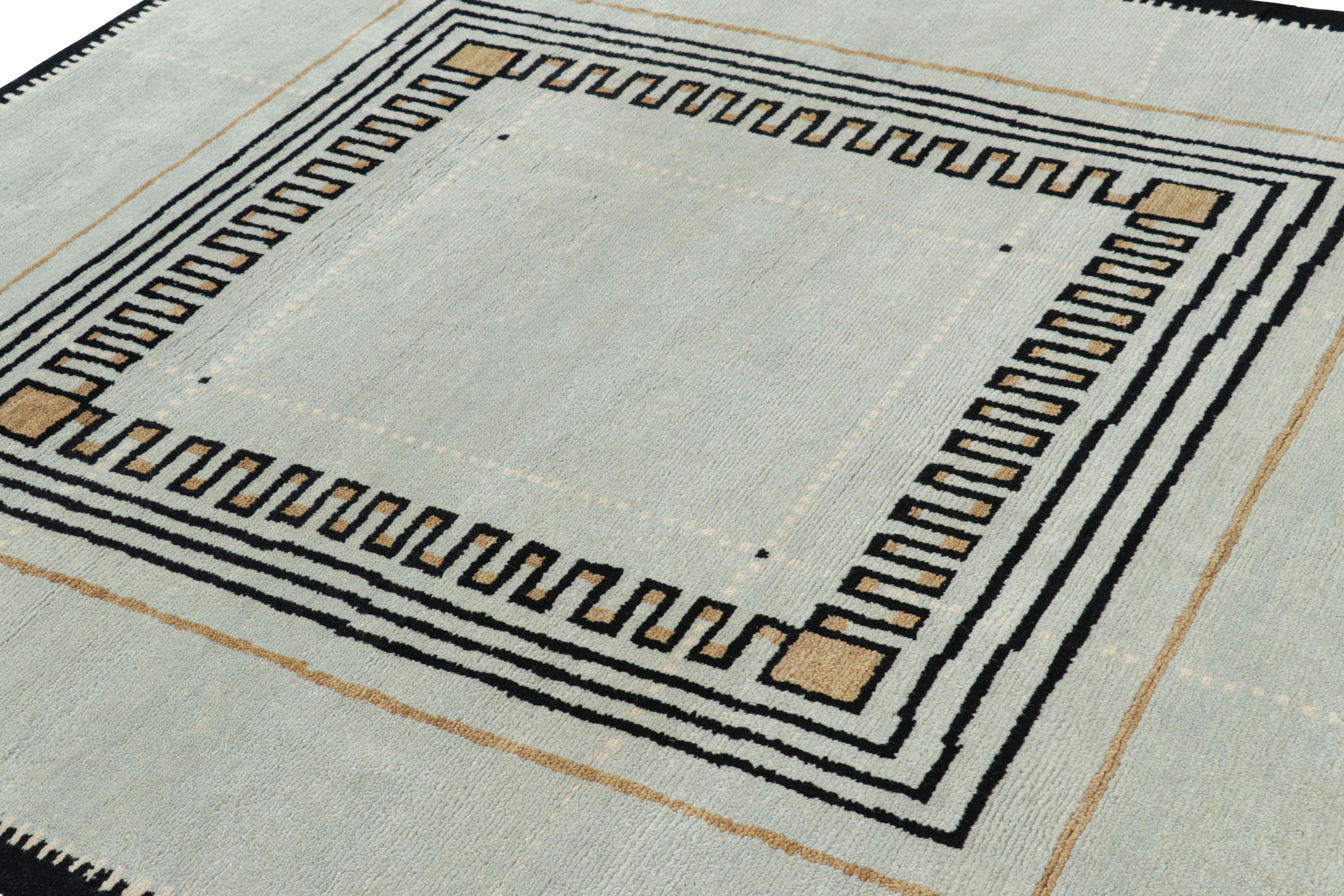 Ce tapis moderne 7x8 est un nouvel ajout à la collection de tapis Art déco de Rug & Kilim - une pièce luxueuse en laine nouée à la main, inspirée par des œuvres emblématiques du mouvement européen des années 1920 réimaginées dans une nouvelle