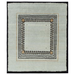 Tappeto moderno in stile Art Deco di Rug & Kilim, blu e nero con motivi geometrici