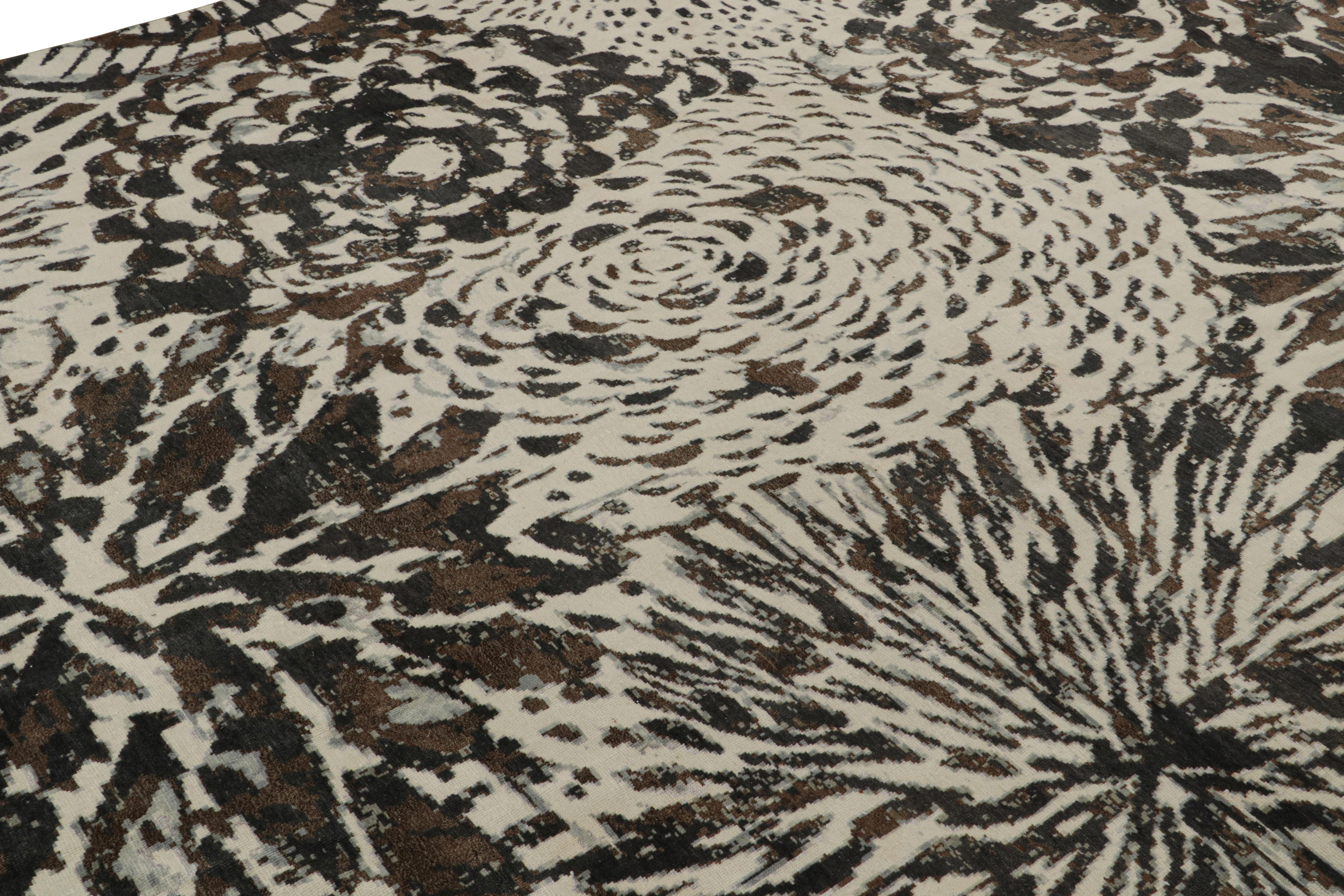 Alfombra moderna de estilo Art Déco de Rug & Kilim con diseño abstracto en blanco y negro Indio en venta