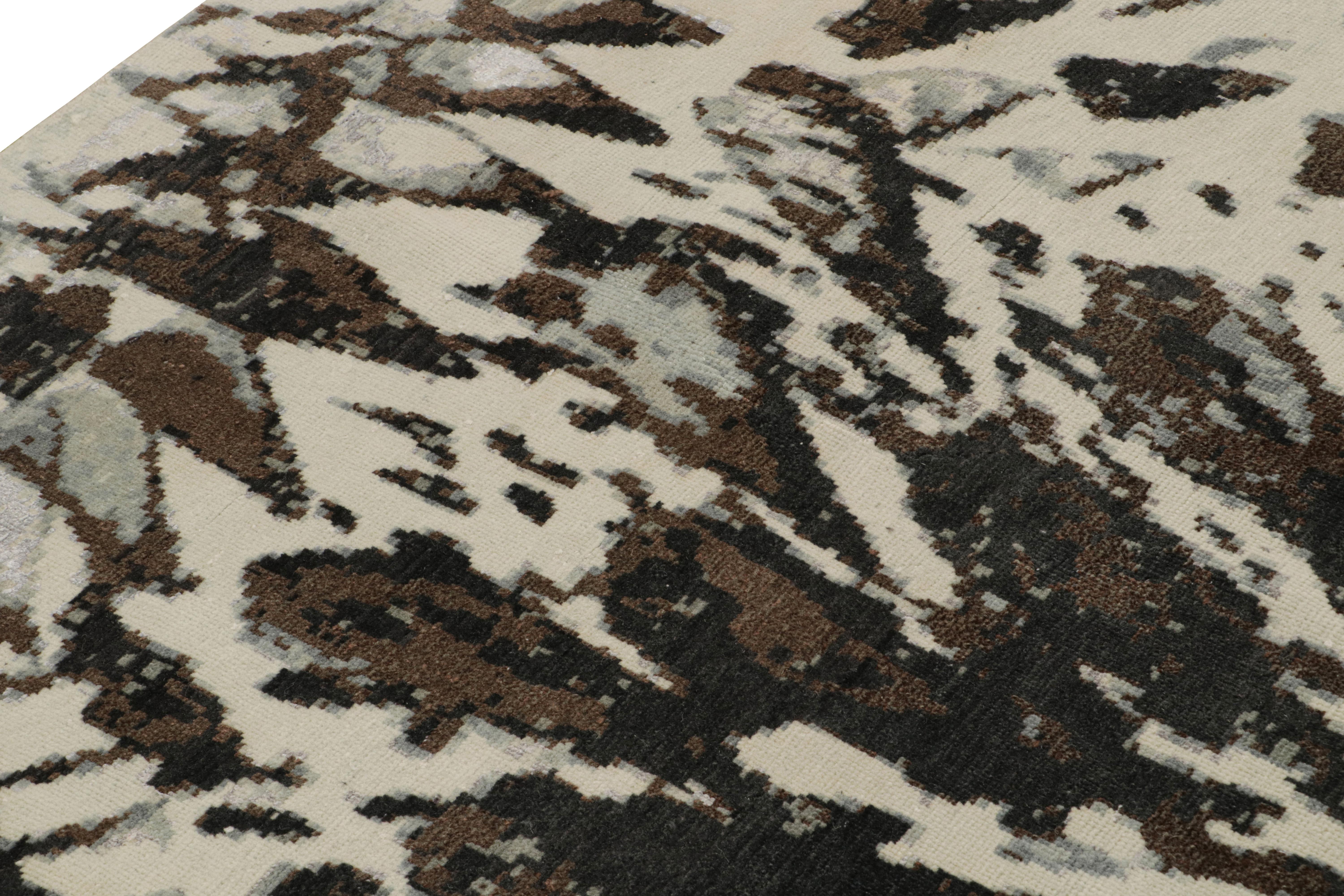 Alfombra moderna de estilo Art Déco de Rug & Kilim con diseño abstracto en blanco y negro Anudado a mano en venta