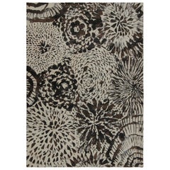 Rug & Kilim’s Modern Art Deco Style Rug in White and Black Abstract Pattern