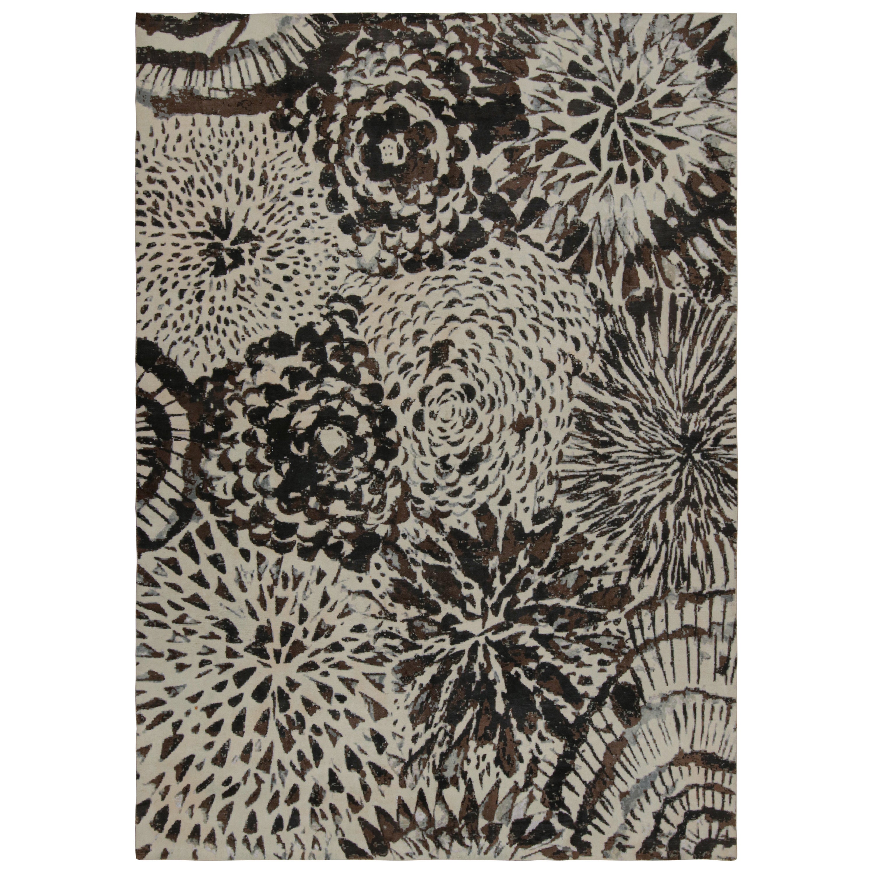 Rug & Kilim's Modern Art Deco Style Rug in White and Black Abstract Pattern (tapis moderne de style Art déco à motif abstrait blanc et noir) en vente