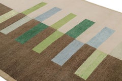 Rug & Kilim's Modern Bauhaus Geometric Beige Brown Blue, Green Wool Custom Rug