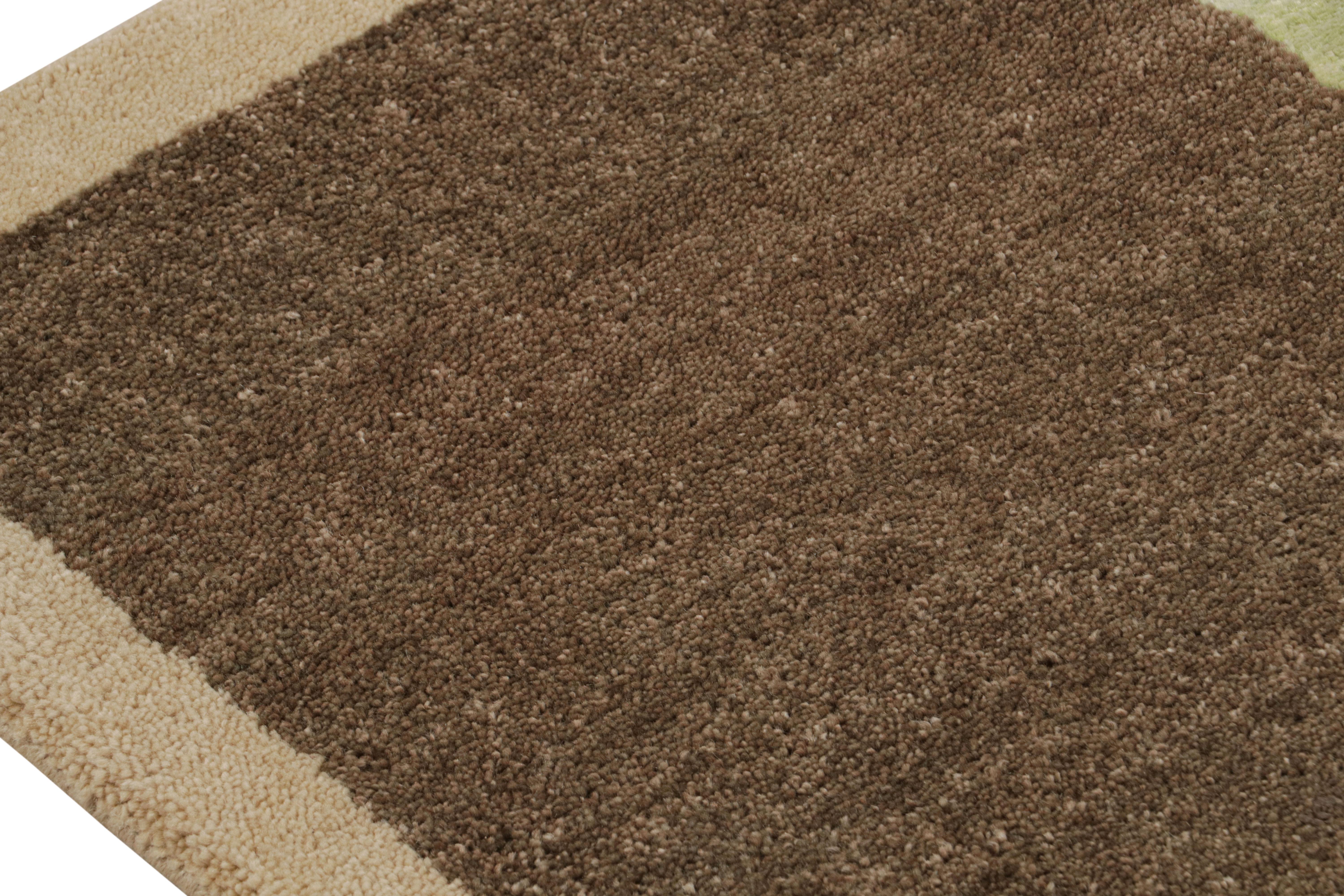 Rug & Kilim's Modern Bauhaus Geometric Beige Brown Blue, Green Wool Custom Rug (Indisch) im Angebot
