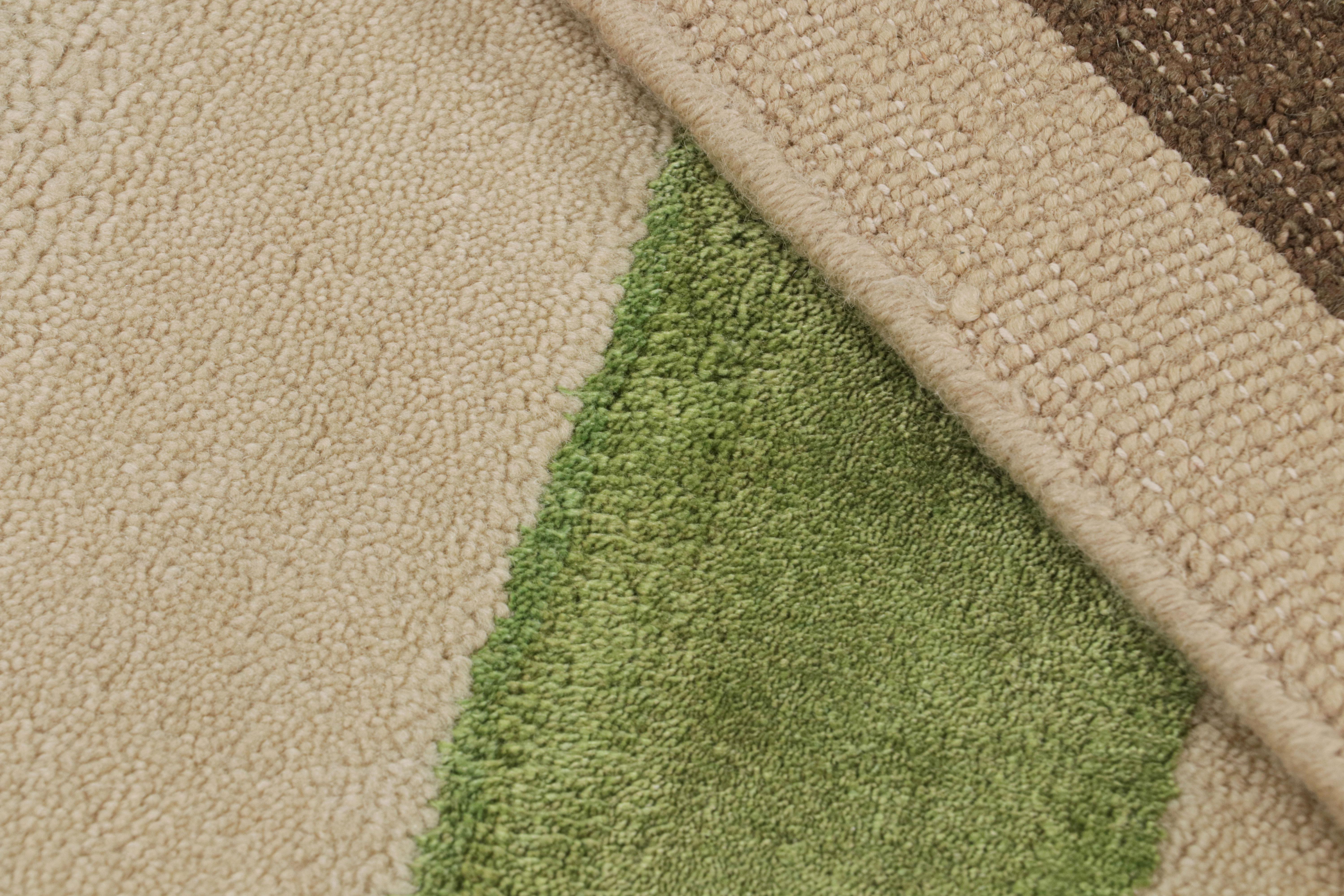Rug & Kilim's Modern Bauhaus Geometric Beige Brown Blue, Green Wool Custom Rug (Wolle) im Angebot