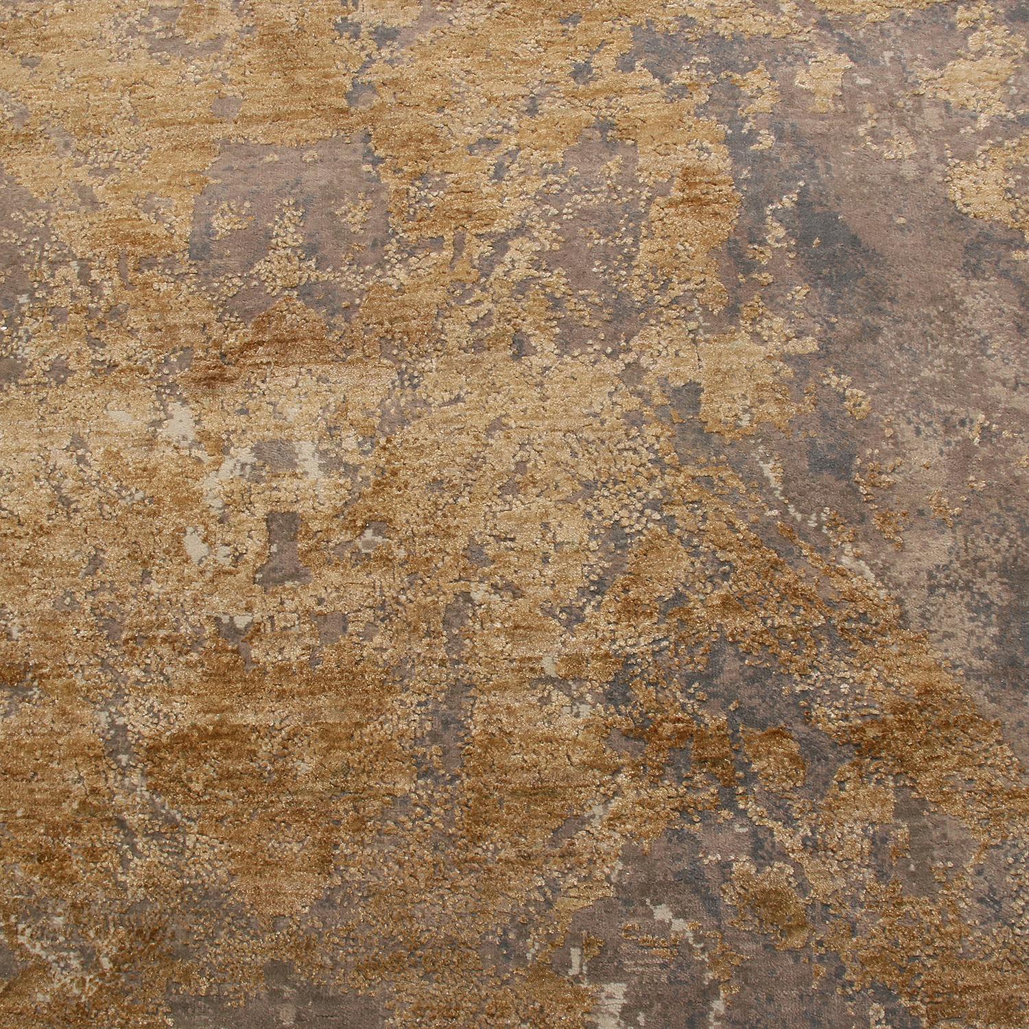 Rug & Kilim's Modern Beige-Gold und Grau Teppich aus Wolle und Seide (Indisch) im Angebot