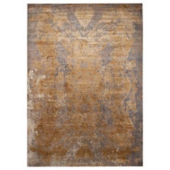 Rug & Kilim's Modern Beige-Gold und Grau Teppich aus Wolle und Seide