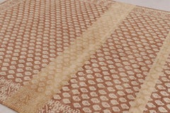 Rug & Kilim’s Modern Block Print Rug Design in Brown with Beige-Cream Motifs