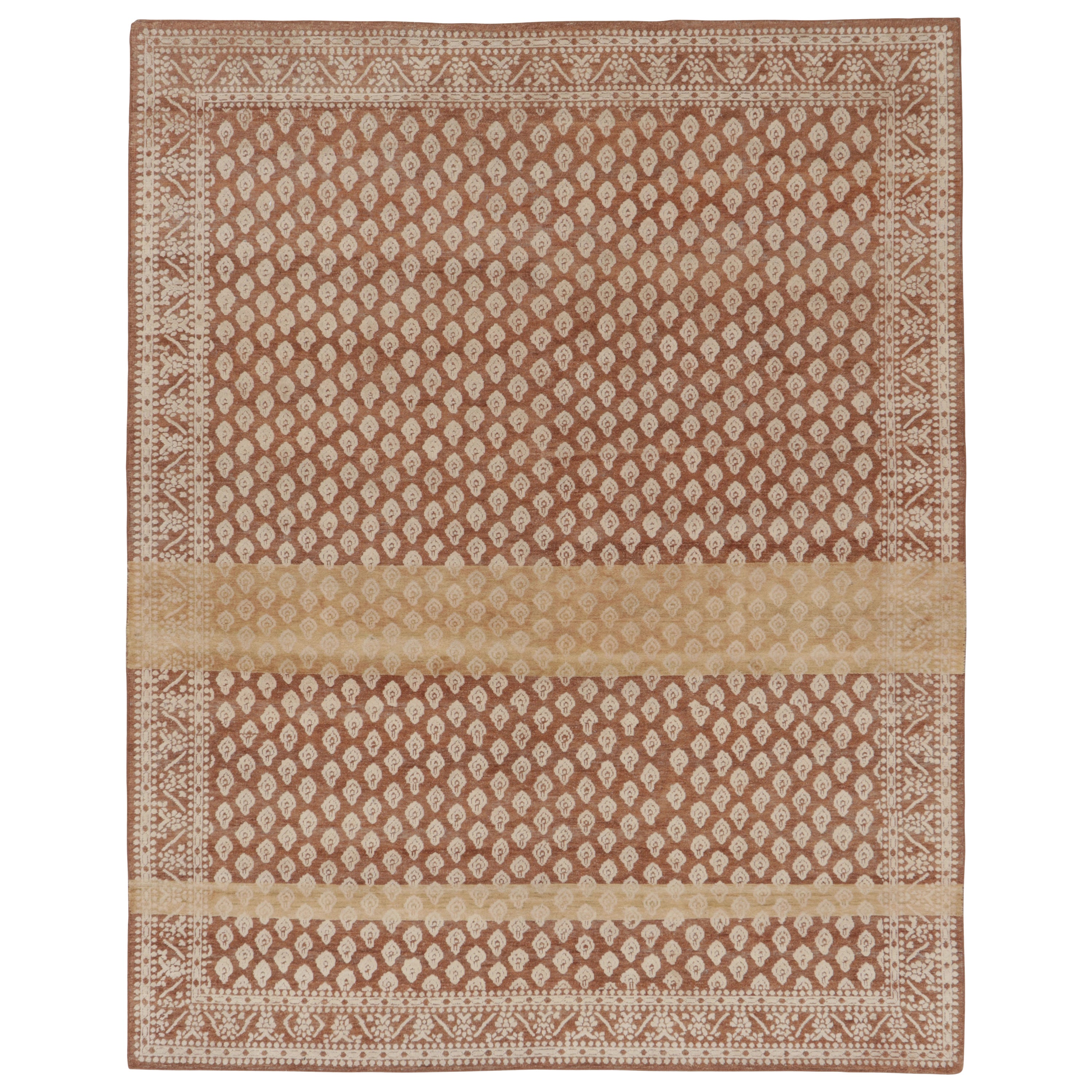 Rug
Kilim’s Modern Block Print Rug Design in Brown with Beige-Cream Motifs