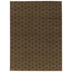 Rug 
Kilim’s Modern Block Print Rug Design with Brown and Green Floral Motifs