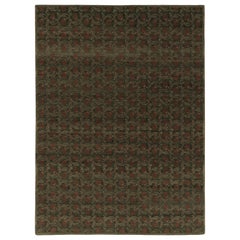 Rug 
Kilim’s Modern Block Print Rug Design with Green and Brown Floral Motifs