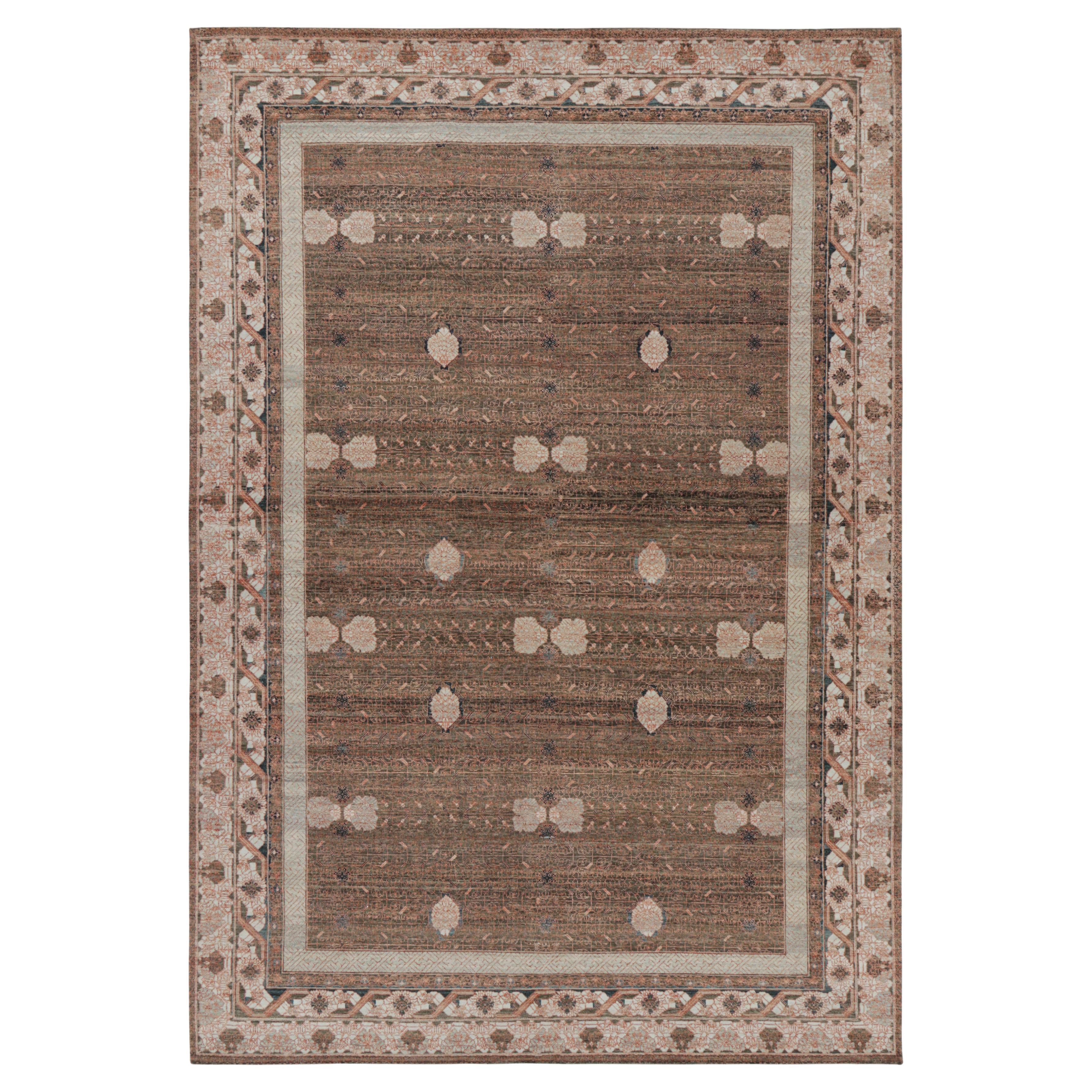 Rug & Kilim’s Khotan Rug in Beige-Brown With Geometric Floral Patterns