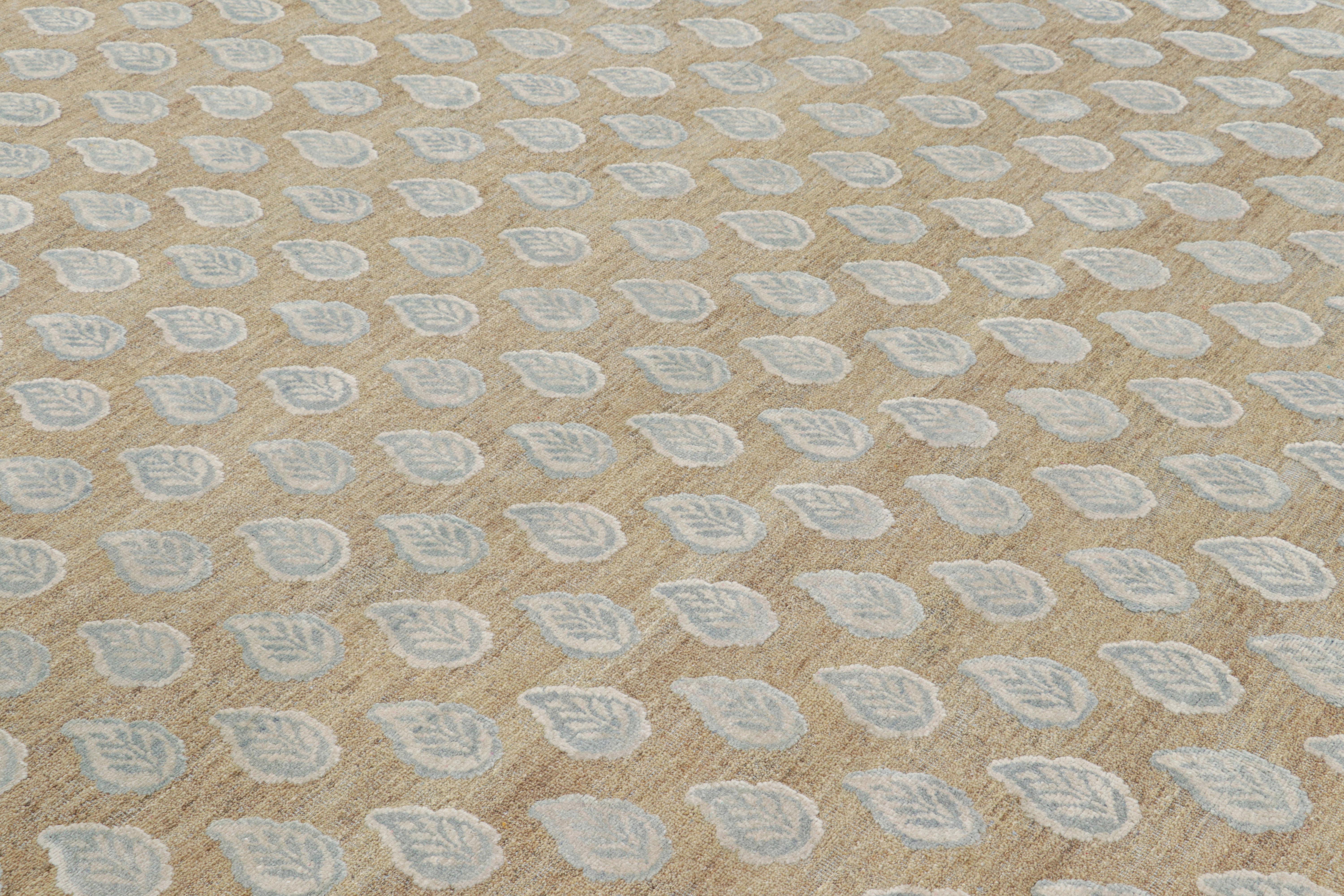 Hand-knotted in wool and silk, this 8x10 modern rug is a bold addition to the Block Print line of Rug & Kilim’s Modern Classics Collection—a sophisticated and elegant new approach to a historic style. 

On the Design: 

A beige field underscores