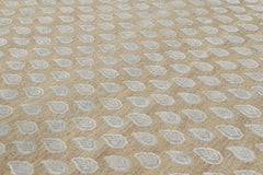 Rug & Kilim’s Modern Block Print Rug in Beige with White and Blue Floral Pattern