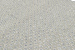 Rug & Kilim’s Modern Block Print Rug in Blue and White Floral Pattern