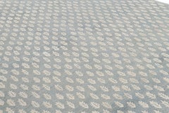 Rug & Kilim’s Modern Block Print Rug in Blue with White Floral Pattern