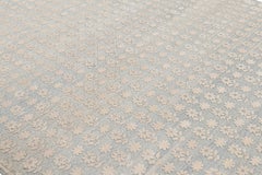 Rug & Kilim’s Modern Block Print Rug in Blue with White Floral Patterns