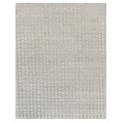 Rug & Kilim’s Modern Block Print Rug in Blue with White Floral Patterns