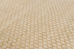 Rug & Kilim’s Modern Block Print Rug in Gold with Cream Floral Pattern